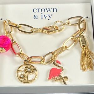 NWT CROWN & IVY CHARM BRACELET